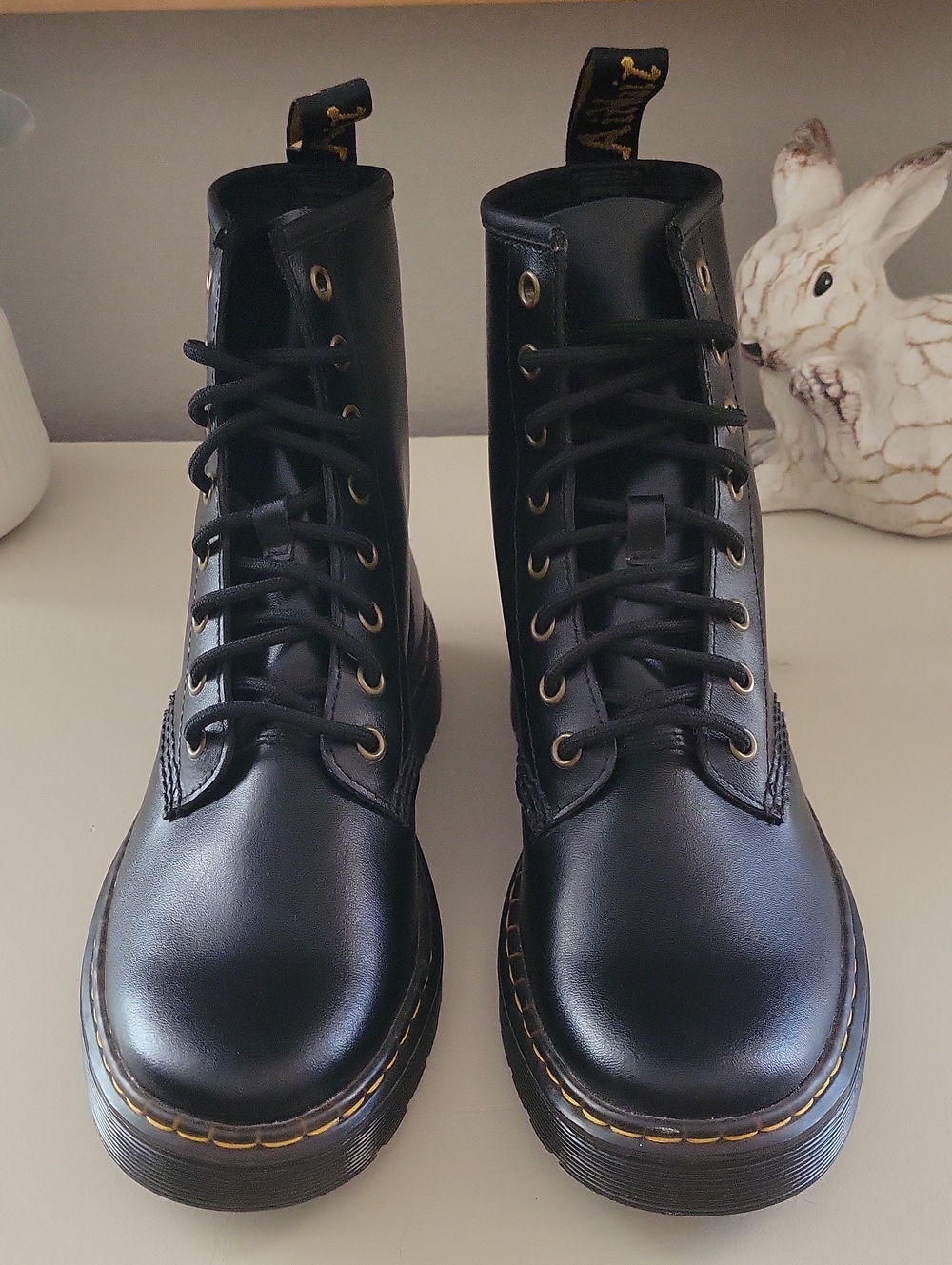 Dr. Martens Zavala Black Vegan Leather Combat Boots New W/out box